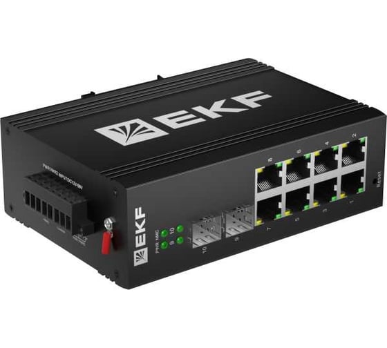 Промышленный управляемый коммутатор EKF уровня L2 , 2 порта 1000Base-X SFP, 8 портов 10/100/1000Base-T(X) RJ45, монтаж на динрейку TSX TSX-ML2-2GX/SFP-8GT