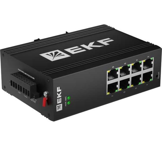 Промышленный управляемый коммутатор EKF уровня L2 ML2-8GTP, 8 портов 10/100/1000Base-T(X) RJ45 c PoE, монтаж на динрейку TSX TSX-ML2-8GTP