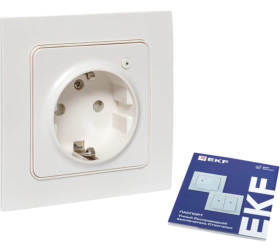 Умная розетка EKF Стокгольм 1-местная 16А белый Zigbee Сonnect RCS-ST16-WD-ZB