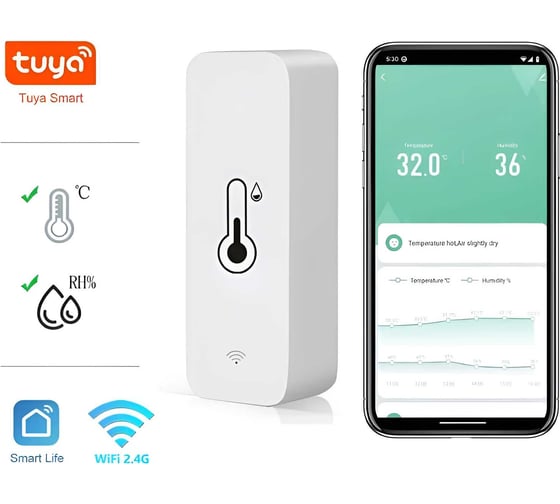 Сенсор температуры и влажности Wi-Fi ELDEV (протокол Tuya) CT