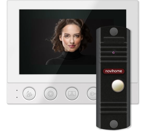 Комплект видеодомофона Novihome для частного дома, дачи SIMPLE 4 KIT PLUS: монитор, вызывная панель со встроенным БУЗ, электромеханический замок 4332