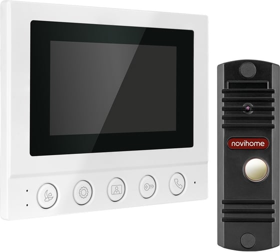 Комплект видеодомофона Novihome для частного дома, дачи SIMPLE 4 KIT PLUS: монитор, вызывная панель со встроенным БУЗ, электромеханический замок 4332