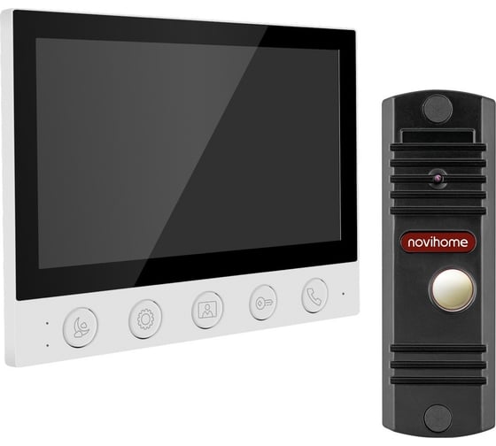 Комплект видеодомофона Novihome для частного дома, дачи SIMPLE 7 KIT PLUS: монитор, вызывная панель со встроенным БУЗ, электромеханический замок 4379