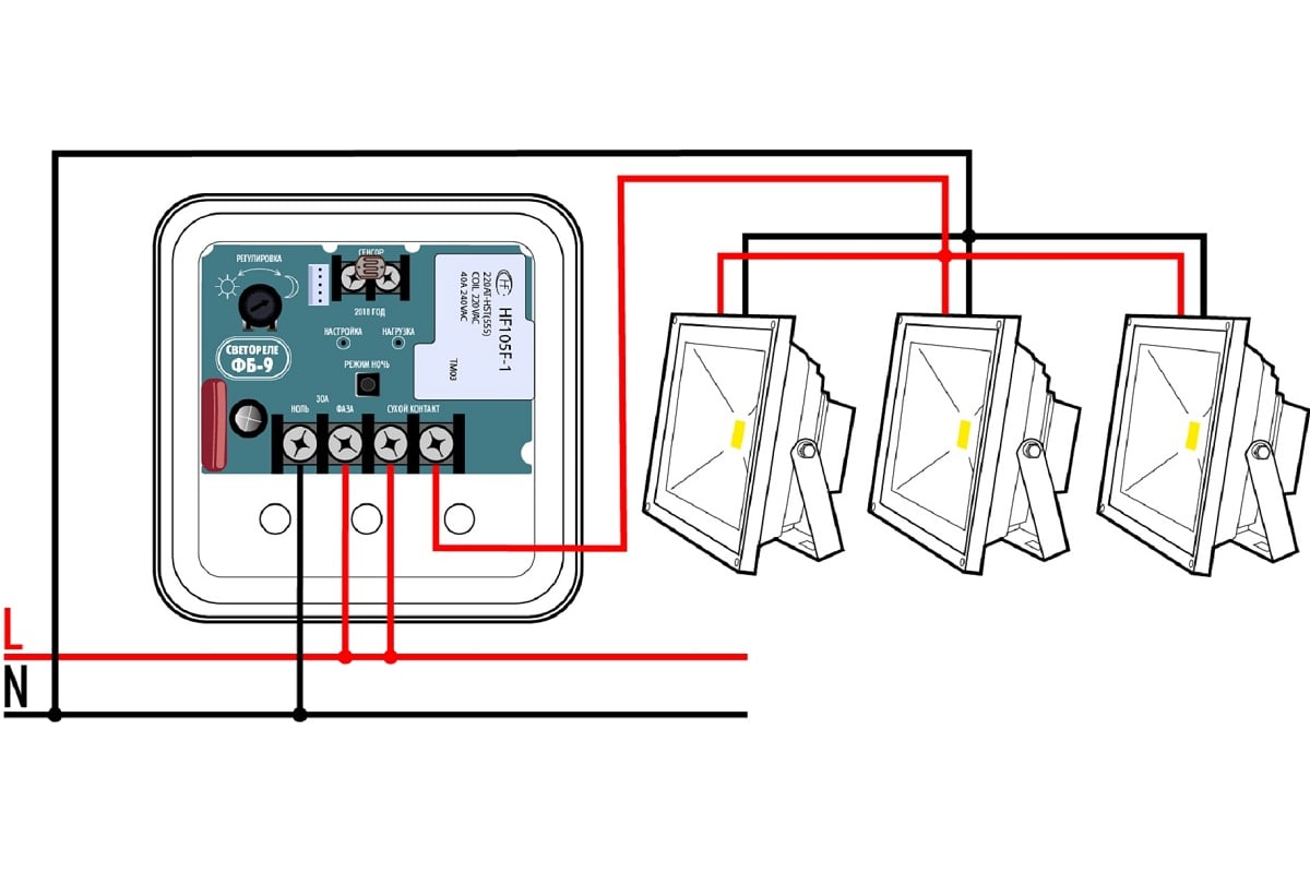 Как правильно подключить фотореле уличного освещения Цифровое светореле НТК ЭЛЕКТРОНИКА ФБ-9, контактное 30А/ IP54, 4620748890129 в А