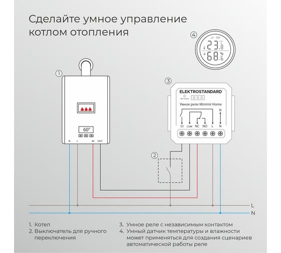 Реле Elektrostandard Умный дом с независимым контактом a067444