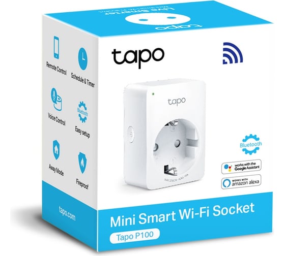 Умная розетка TP-Link EU VDEBT Wi-Fi белый TAPO P100 1-PACK