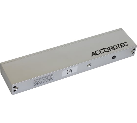 Электромагнитный замок ACCORDTEC ML-350AL 350 кг, 12V DC, 0.5A, 285x49x27.5, офисный дизайн, планка АС5003993 AT-02371