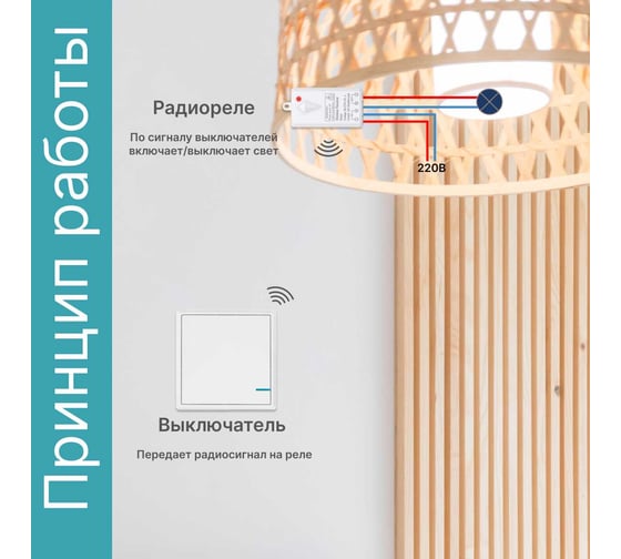 Беспроводной выключатель GRITT Practic 1 клавиша, белый комплект 1 выключатель, 1 радиореле 1000Вт 11101