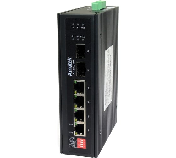 Коммутатор промышленный 6-портовый гигабитный Amatek AN-SXG6P4 7000916 1