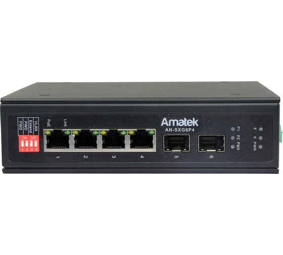 Коммутатор промышленный 6-портовый гигабитный Amatek AN-SXG6P4 7000916