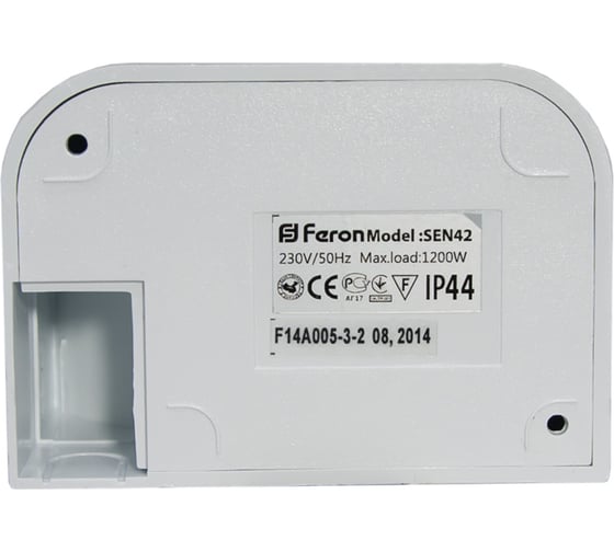 Микроволновый датчик движения Feron 5.8GHz, 230V, 1200W, 8m, 180/360, белый, SEN42 22071