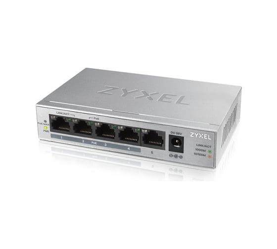 Коммутатор Zyxel PoE+ GS1005HP, 5xGE 4xPoE+ GS1005HP-EU0101F 1