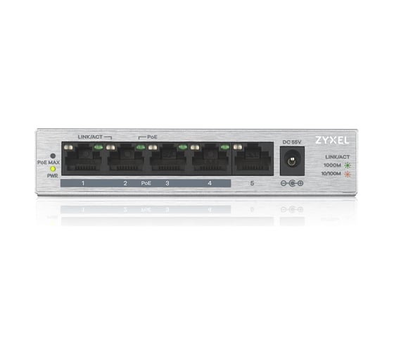 Коммутатор Zyxel PoE+ GS1005HP, 5xGE 4xPoE+ GS1005HP-EU0101F