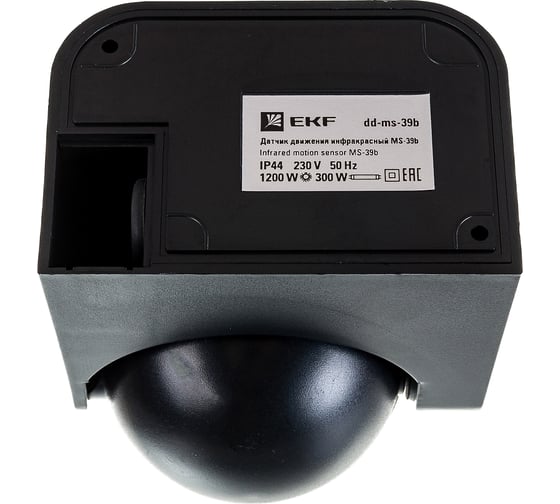 ИК датчик движения EKF, настенный 1200Вт 180гр до 12м IP44 MS-39b черный PROxima dd-ms-39b