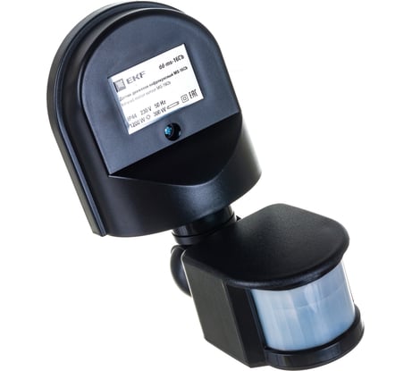 ИК датчик движения EKF, настенный 1200Вт 180гр до 12м IP44 MS-16Cb черный PROxima dd-ms-16Cb