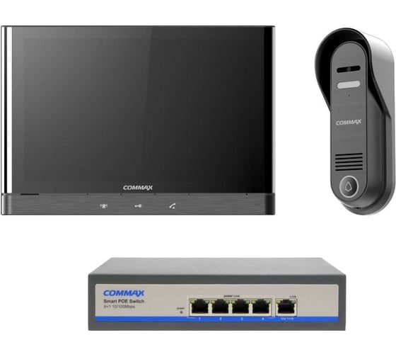 IP Комплект видеодомофона,вызывной панели и коммутатора COMMAX CIOT-1000Y/D20P/H4L2 CIOT-1000Y/CIOT-D20P/CIOT-H4L2