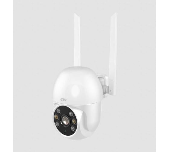 Wi-Fi видеокамера CTV -Cam PT10 с разрешением 3Мп,  корпус из ABS пластика, поворот/наклон - 310/140, с функцией "День/Ночь", 4 ИК- и 2 LED-диода, трекинг движения, детекция движения, двусторонняя аудиосвязь, поддержка P2P 10-0000901