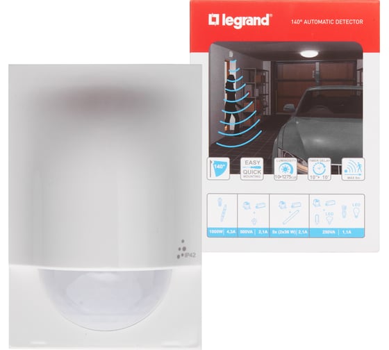Датчик движения Legrand PIR настенный 140град. Lighting Management блистер Leg 048945