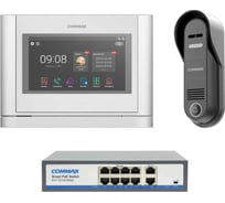 IP Комплект видеодомофона, вызывной панели и коммутатора COMMAX CIOT-1020MWhite/D20P/H8L2 CIOT-1020MWhite/CIOT-D20P/CIOT-H8L2