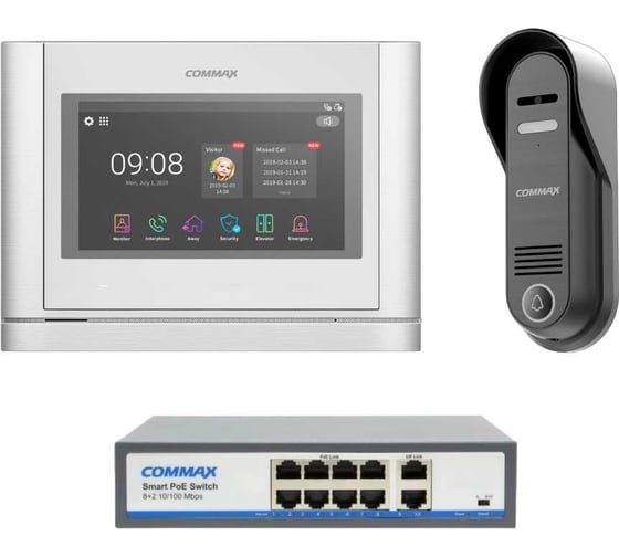 IP Комплект видеодомофона, вызывной панели и коммутатора COMMAX CIOT-1020MWhite/D20P/H8L2 CIOT-1020MWhite/CIOT-D20P/CIOT-H8L2 1