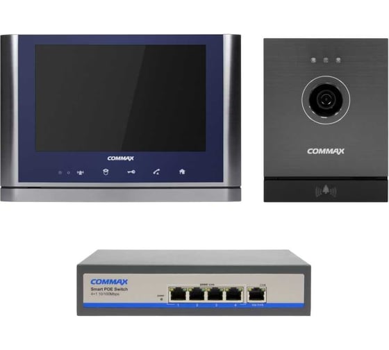 IP Комплект видеодомофона, вызывной панели и коммутатора COMMAX CIOT-1020MSilver+Blue/D21M/H4L2 CIOT-1020MSilver+Blue/CIOT-D21M/CIOT-H4L2 1