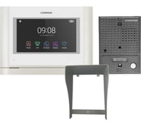 Комплект видеодомофона и вызывной панели COMMAX CDV-70MF(белый)/DRC-4CGN2(серебро)+Козырек