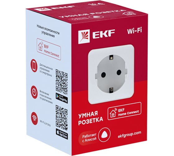 Умная розетка EKF Wi-Fi Connect белая RCS-1-WF