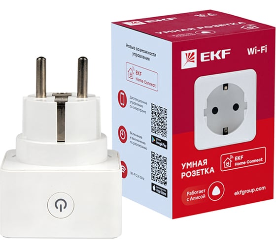 Умная розетка EKF Wi-Fi Connect белая RCS-1-WF