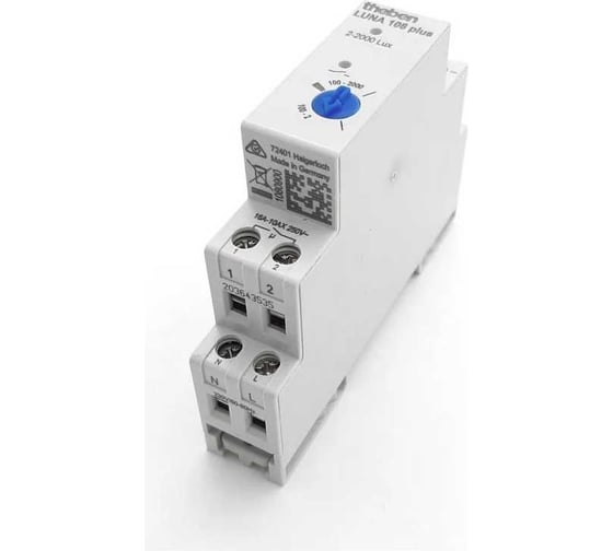 Фотореле Theben LUNA 108 plus EL, 230В, 16А, 2.6кВт, 2-2000люкс, IP20, датчик врезного монтажа IP66 1080900
