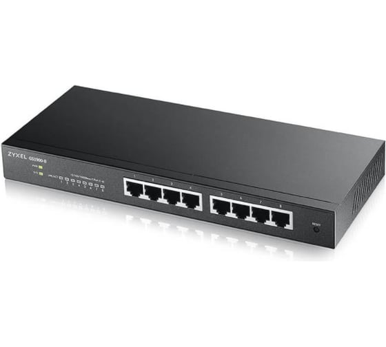 Коммутатор ZYXEL Smart L2 GS1900-8, 8xGE, настольный, бесшумный GS1900-8-EU0101F 1