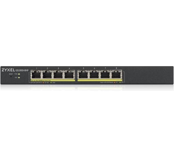 Коммутатор ZYXEL Smart L2 PoE+ GS1900-8HP, 8xGE PoE+ GS1900-8HP-EU0102F