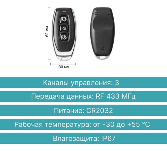 Пульт GRITT Practic 3 клавиши 433МГц комплект c реле 2шт 220В 5А 21102