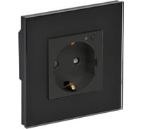 SMART-розетка ONI ITEQ 16А, WIFI+BLE, стеклянная рамка, защитные шторки, черный IT-R16SFWBG-K02