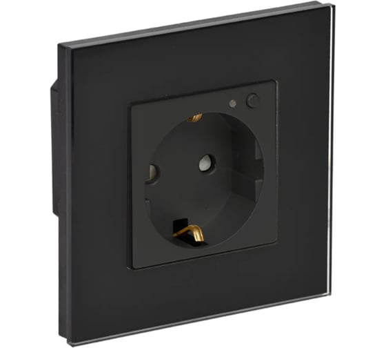 SMART-розетка ONI ITEQ 16А, WIFI+BLE, стеклянная рамка, защитные шторки, черный IT-R16SFWBG-K02