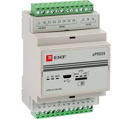 Базовый контроллер удаленного управления EKF PROxima ePRO, 6 входов\4 выхода, 230В WiFi GSM ePRO-6-4-230-WG
