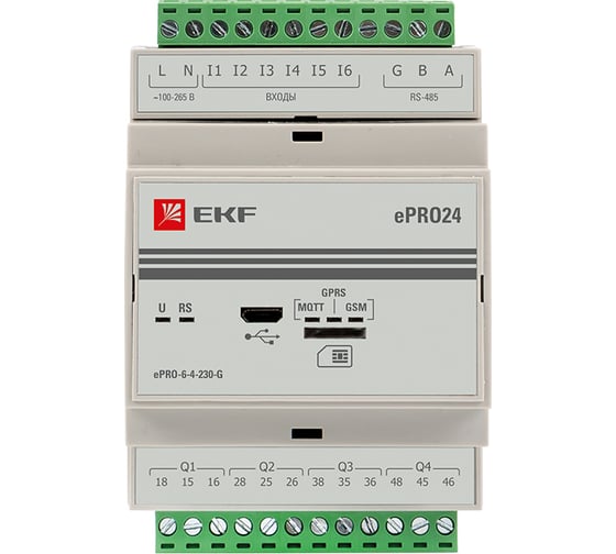 Базовый модуль удаленного управления EKF PROxima ePRO 6 входов\4 выхода, 230В GSM ePRO-6-4-230-G
