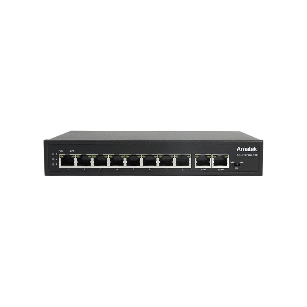 Коммутатор Amatek AN-S10P8G-120 на 10 портов 8 PoE+ портов + 2 порта ...