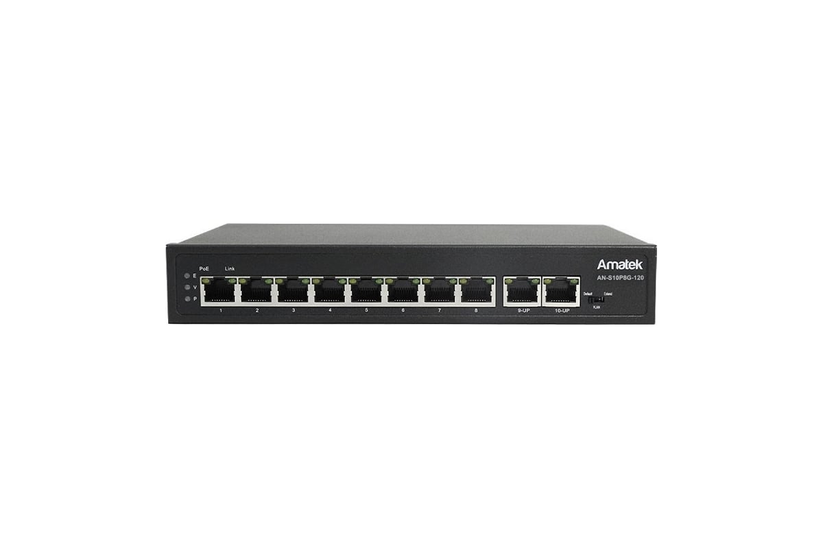 Коммутатор Amatek AN-S10P8G-120 на 10 портов 8 PoE+ портов + 2 порта ...