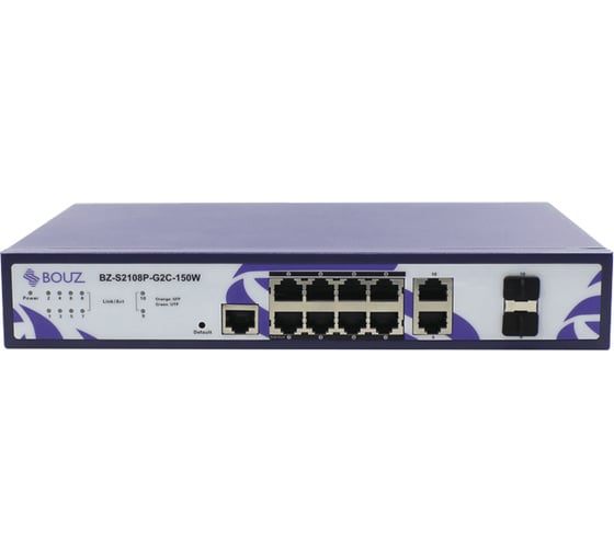 Коммутатор BOUZ L2 8 POE 10/100/1000BaseT 2 порта 1000BaseT/1000BaseX 150W BZ-S2108P-G2C-150W 1