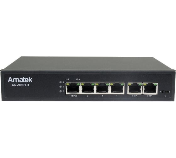 Коммутатор Amatek AN-S6P4D PoE, 80Вт 7000880 1