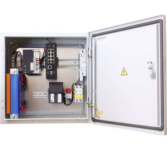 Уличный коммутатор OSNOVO OSS-44TB1(SW-60812/I) в корусе из нержавеющей стали с термостабилизацией и резервным питанием на базе уличной станции OSS-44TB1. Порты: 6 x FE (10/100Base-T) с PoE (до 30W) + 2 x FE (10/100Base-T) с PoE (до 60W) + 1 x GE (1 14223 1