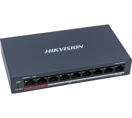 8-ми портовый неуправляемый PoE-коммутатор Hikvision DS-3E0109P-E/M(B) АН5020084