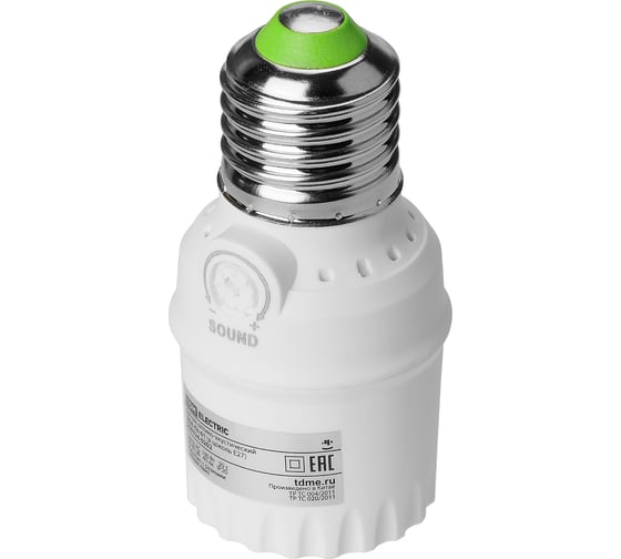 Датчик оптико-акустический TDM ELECTRIC ДОА-Пт-01 (в цоколь Е27) 230 В, 100 Вт, 30 сек, 40 лк, 50-80 дБ, IP20 TDM SQ0324-0202