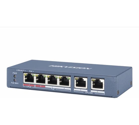 4-х портовый неуправляемый коммутатор Hikvision DS-3E0106P-E/M АН5025475 1