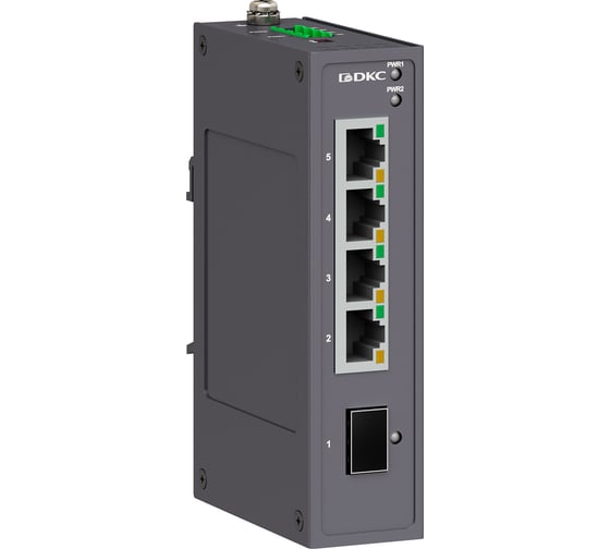 Промышленный неуправляемый коммутатор DKC 1×100Base X, SFP слот: 4× 10/100Base T X портов RJ45, 12 48В DC/18 30В AC, с рез N1000 1SFP N1000-1SFP4T-P2
