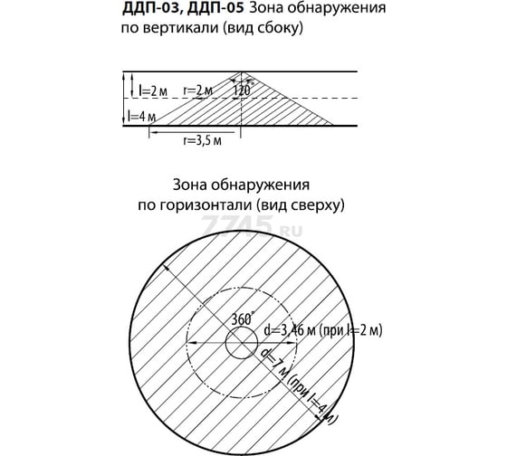 Датчик движения TDM ELECTRIC ДДП-05 2000Вт, 10-900с, 6м, 3+Лк, 120 сбоку+360 сверху градусов, IP20 SQ0324-0031