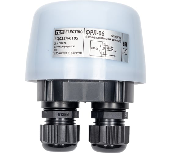 Фотореле TDM ELECTRIC ФРЛ-06 5-50лк, 25А, IP66 SQ0324-0105 1