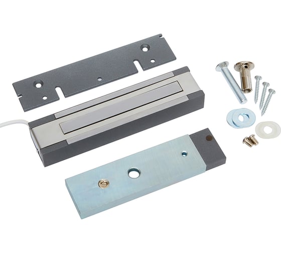 Электромагнитный замок ACCORDTEC ML-200K-3 Premium Grey с планкой, усилие удержания 200 кг, цвет серый RAL 9007, комплектация: с планкой AT-15262