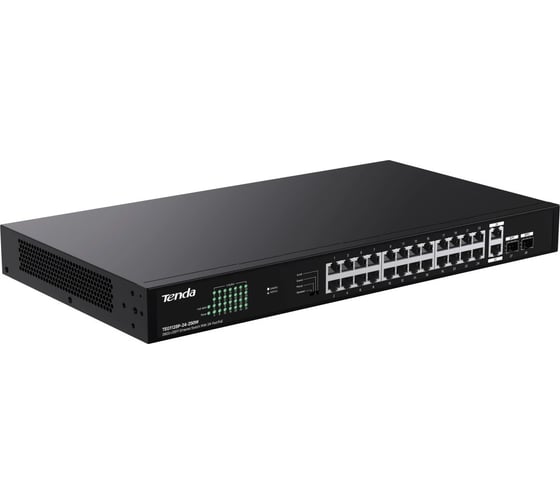 Коммутатор неуправляемый Tenda TEG1128P-24-250W PoE, 26x1 Гбит/с, PoE 24x30 Вт (до 230Вт), SFP 2x1 Гбит/с, установка в стойку 10000145864
