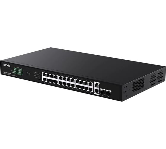 Коммутатор неуправляемый Tenda TEG1128P-24-250W PoE, 26x1 Гбит/с, PoE 24x30 Вт (до 230Вт), SFP 2x1 Гбит/с, установка в стойку 10000145864